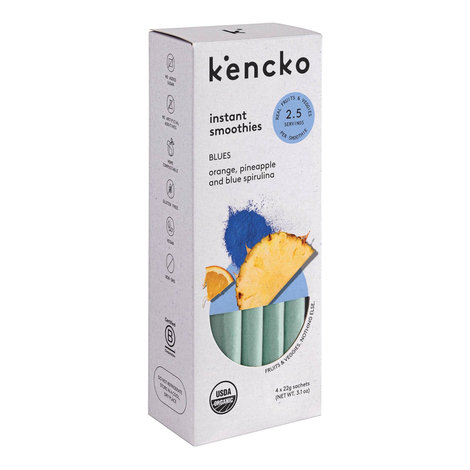 Kencko Blues Organic Instant Fruit & Veggie Smoothies 4pk